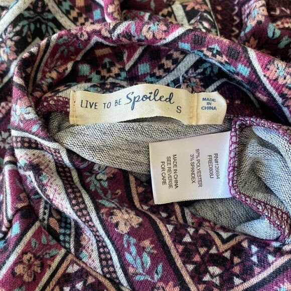 Live To Be Spoiled Chevron Print Boho Long Sleeve Dress Women’s Size S - Picture 4 of 13